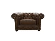 Poltrona Chesterfield de Couro - Marrom Bicolor - Mempra