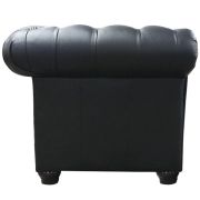 Sofá Chesterfield de Couro 2 Lugares - Preto Pigmentado - Mempra