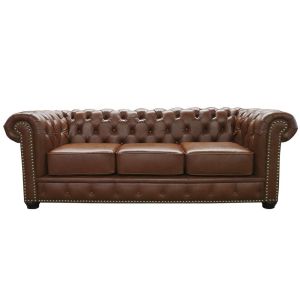 Sofá Chesterfield de Couro 3 Lugares - Mempra