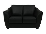 Sofá de Couro Baltic 2 Lugares  - Preto Pigmentado - Mempra