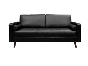 Sofá de Couro Melfi 4 lugares - Preto Pigmentado - Mempra
