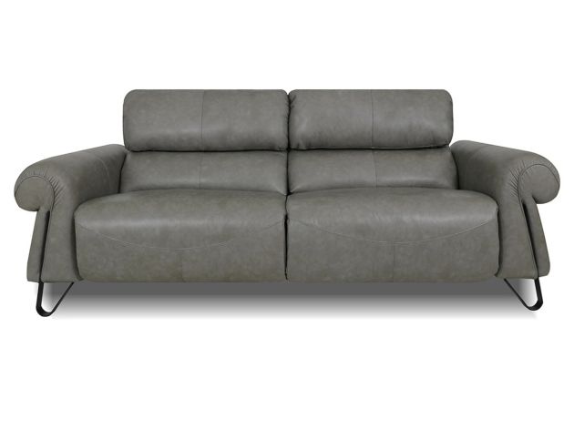 Sofá Reclinável Elétrico de Couro Belarus - Cement Grey - Mempra