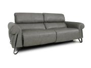 Sofá Reclinável Elétrico de Couro Belarus - Cement Grey - Mempra 