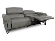 Sofá Reclinável Elétrico de Couro Belarus - Cement Grey - Mempra 