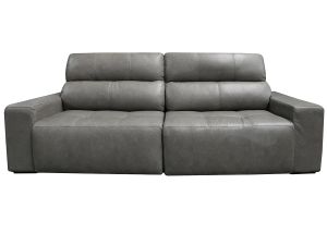 Sofá Retrátil e Reclinável de Couro Atami - Cement Grey - Mempra