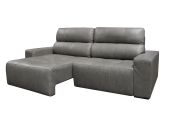 Sofá Retrátil e Reclinável de Couro Atami - Cement Grey - Mempra