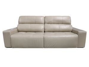 Sofá Retrátil e Reclinável de Couro Atami - Taupe - Mempra